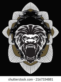 Kong artwork illustration and t shirt design Premium Vector