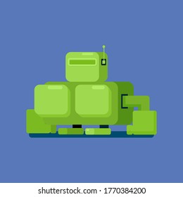Kong Cartoon robot character in flat style vector Illustration