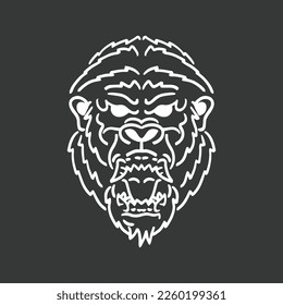 Kong Head outline vector logo illustration