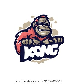 Kong mascot logo design vector with modern illustration concept style for badge, emblem and t shirt printing. Smart gorilla illustration.