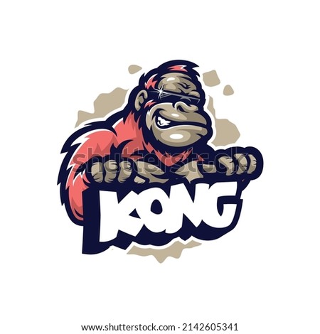 Kong mascot logo design vector with modern illustration concept style for badge, emblem and t shirt printing. Smart gorilla illustration.