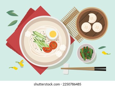 Kong-guksu is noodles in cold soybean soup
