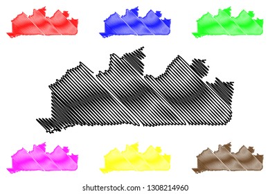 Kongo Central Province (Democratic Republic of the Congo, DR Congo, DRC, Congo-Kinshasa) map vector illustration, scribble sketch Bas-Congo map