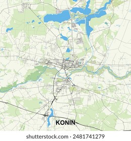 Konin, Poland map poster art