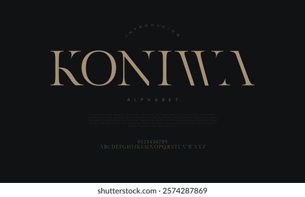 Koniwa typography beauty fashion elegant minimalist serif italic fonts decorative wedding vintage retro logos. Minimal luxury font alphabet logo. Vector illustration