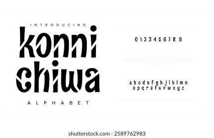 Konnichiwa typography beauty fashion elegant minimalist serif italic fonts decorative wedding vintage retro logos. Minimal luxury font alphabet logo. Vector illustration