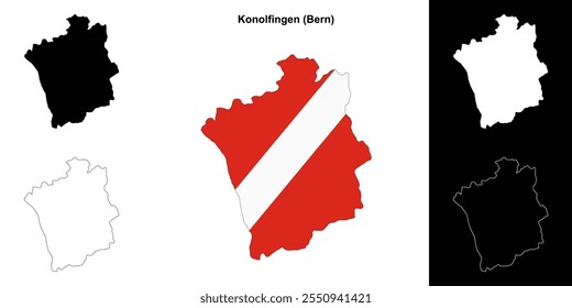 Conjunto de mapa de contorno en blanco de Konolfingen
