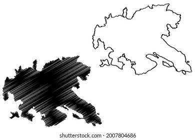 Konstanz district (Federal Republic of Germany, rural district, Baden-Wurttemberg State) map vector illustration, scribble sketch Constance map