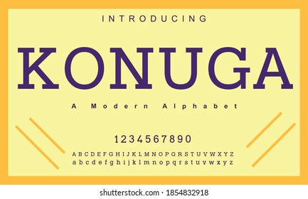 Konuga font. Elegant alphabet letters font and number. Classic Copper Lettering Minimal Fashion Designs. Typography fonts regular uppercase and lowercase. vector illustration