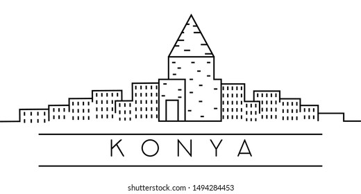 Konya city outline icon. Elements of Turkey cities illustration icons. Signs, symbols can be used for web, logo, mobile app, UI, UX on sky background