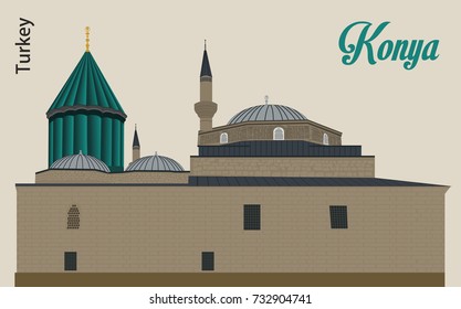 Konya Mevlana's tomb - Whirling Dervish sufi religious dance. Isolated. Suitable for any print and on line media need - Turkey Konya Mevlana