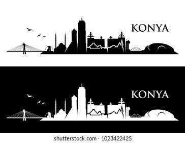 Konya skyline - Turkey - vector illustration