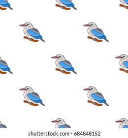 Kookaburra sitting on branch icon in cartoon style isolated on white background. Australia symbol stock vector illustration.