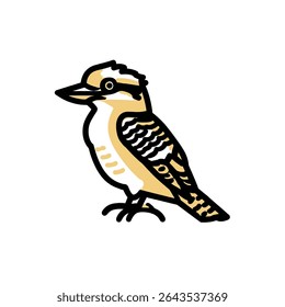 Kookaburra watches standing single color bird drawing illustration