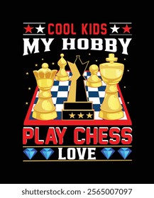 kool kids my hobby play chess love art vector