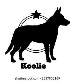 Koolie perro silueta, perro, razas de perro, logotipo, Vector, silueta, diseño de logotipo, animal, ilustración, icono, signo, diseño, negro, símbolo, mascota