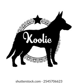 Koolie perro silueta, perro, razas de perro, Vector, silueta, diseño de logotipo, animal, ilustración, icono, signo, negro, mascota