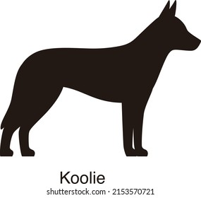 Silueta de perro de Koolie, vista lateral, ilustración vectorial