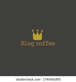 LOGOTIPO KOPI KING CON LA FORMA DEL VECTOR DE DISEÑO DE SEMILLAS DE CORONA Y CAFÉ