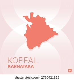 KOPPAL District Map, Karnataka, India – Editable Vector Outline.