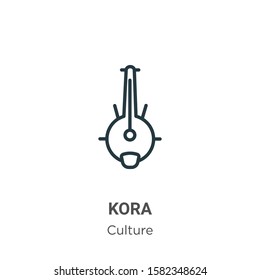 Kora outline vector icon. Thin line black kora icon, flat vector simple element illustration from editable culture concept isolated on white background