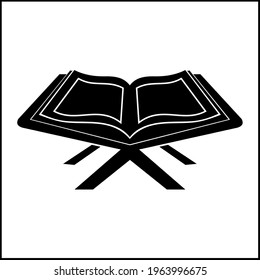 Koran black icon in flat style isolated. Quran vector Symbol illustration.