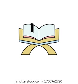 Icono de línea delgada y plana del libro del Corán