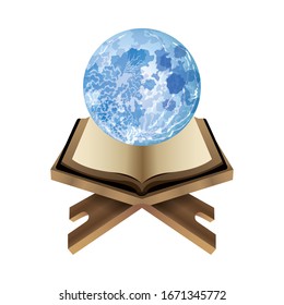 koran book islam religion with full moon vector illustration design