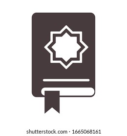 koran book sacred ramadan arabic islamic celebration vector illustration silhouette style icon