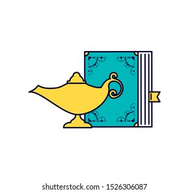 koran book with teapot ramadan kareem vector illustration design