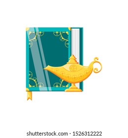 koran book with teapot ramadan kareem vector illustration design