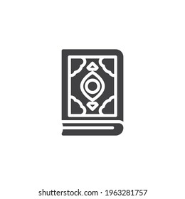 Koran book vector icon. filled flat sign for mobile concept and web design. Islamic quran book glyph icon. Symbol, logo illustration. Vector graphics
