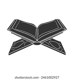 Koran Icon Silhouette Illustration. Sacred Book Vector Graphic Pictogram Symbol Clip Art. Doodle Sketch Black Sign.