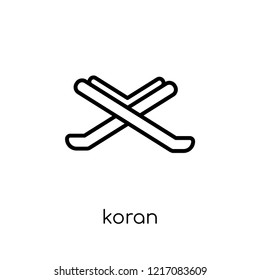 Koran icon. Trendy modern flat linear vector Koran icon on white background from thin line Religion collection, editable outline stroke vector illustration