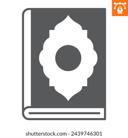 Koran solid icon, glyph style icon for web site or mobile app, Islamic and Ramadan, quran vector icon, simple vector illustration, vector graphics with editable strokes.