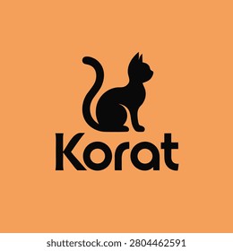 Korat cat icon vector art silhouette illustration.