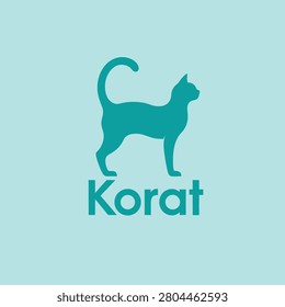 Korat cat icon vector art silhouette illustration mockup template.