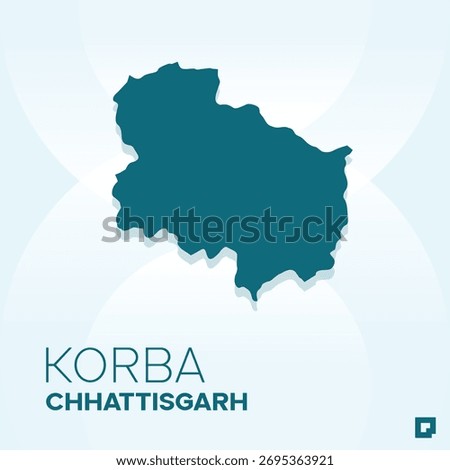 KORBA District Map, Chhattisgarh, India – Editable Vector Outline.