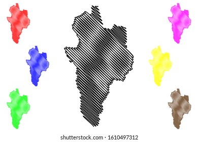 Korce County (Republic of Albania) map vector illustration, scribble sketch Korce map