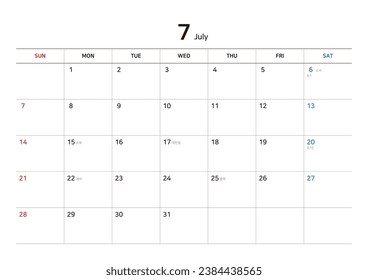 Korea 2024 desktop calendar template