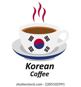 Korea coffee cup logo illustration design. Drink Business concept icon