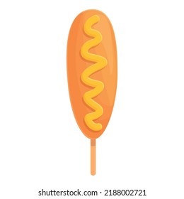 Korea corn dog icon cartoon vector. Food stick. Sauce ketchup