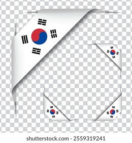  Korea corner national flag with shadow