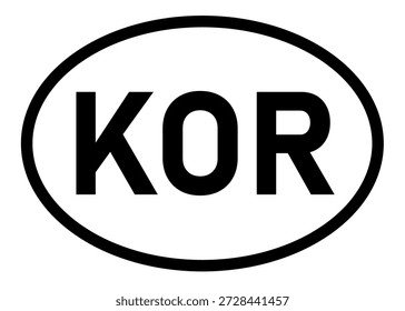 Código de país de Corea Icono de KOR Vector sobre fondo blanco
Icono de la etiqueta engomada oval de la abreviatura del código de Country en un fondo blanco