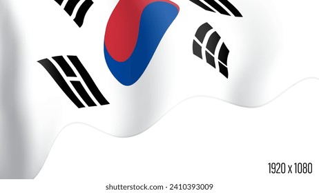 Korea country flag realistic independence day background. Korean commonwealth banner in motion waving, fluttering in wind. Festive patriotic HD format template for independence day