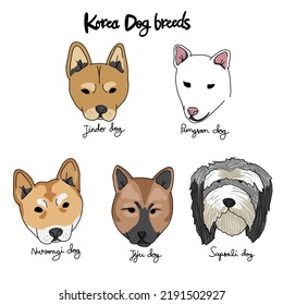 Korea Dog Breed Cartoon Chart Vector Illustration