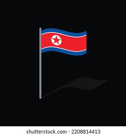 Korea DPR flag on pole vector graphics