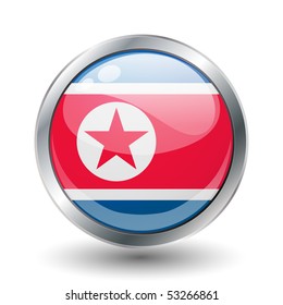 Korea DPR, shiny button flag vector illustration