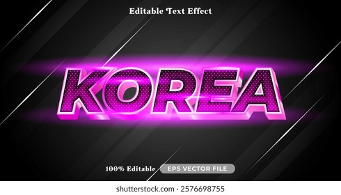 Korea editable text effect vibrant modern color shiny. Text style effect. Editable fonts vector files