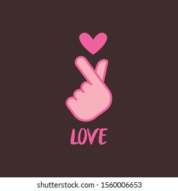 Korea Finger Heart Vector Illustration. Korean Love Sign Icon.